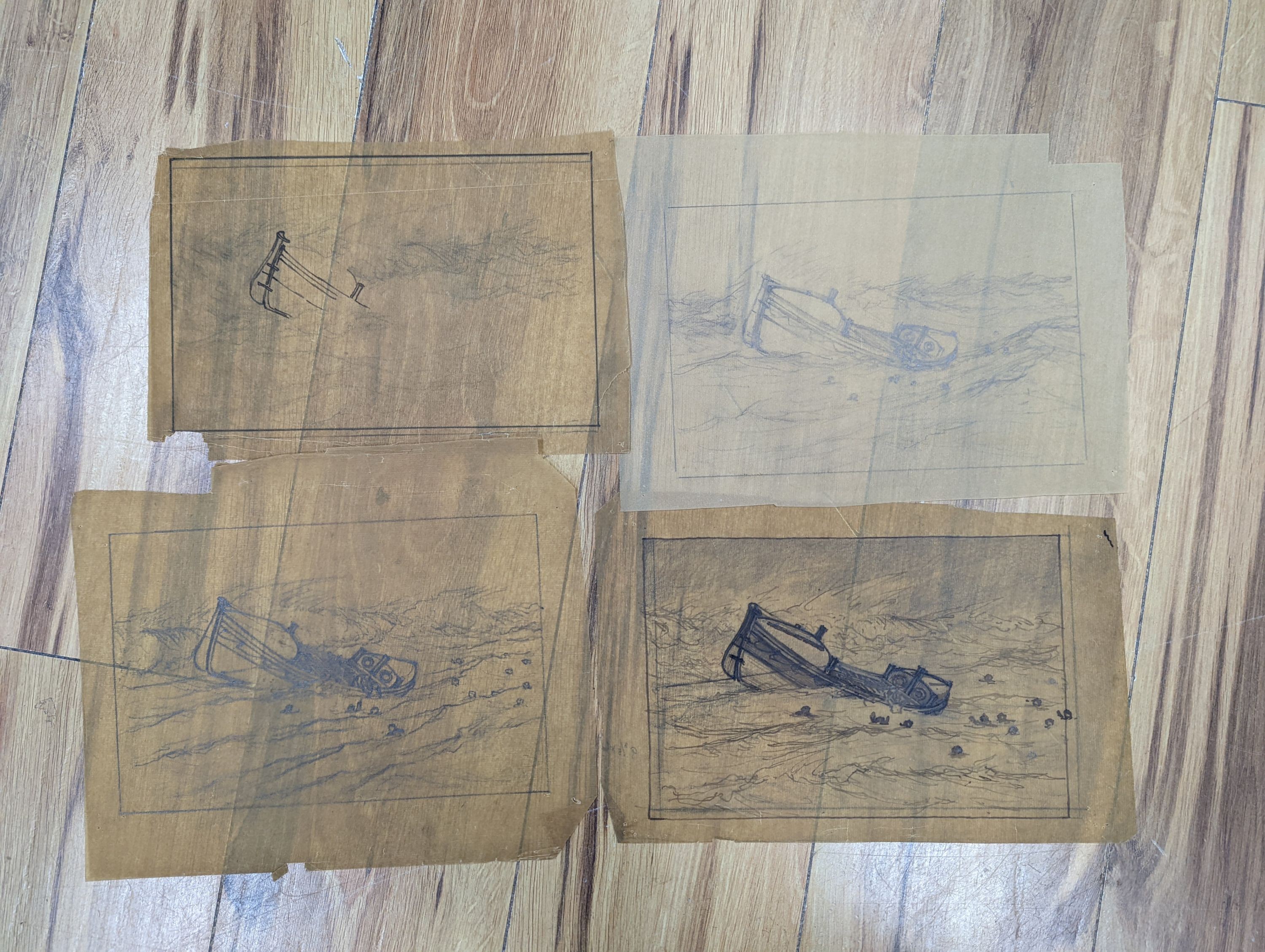 Nelson Dawson (1859-1941) etchings and drawings for 'Lifeboat Upset'